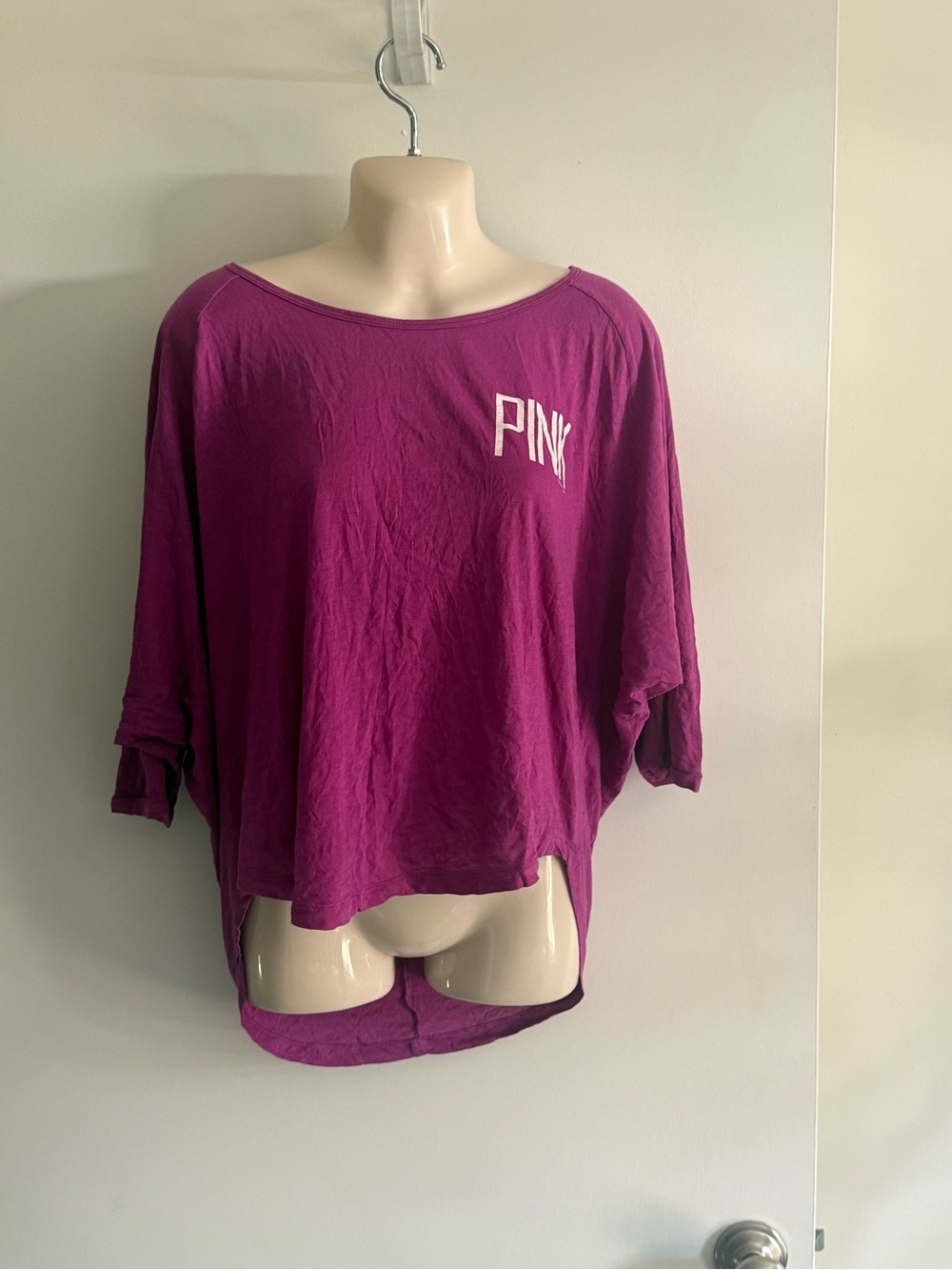 PINK Victoria's Secret Magenta Scoop Neck High-Low Top B4